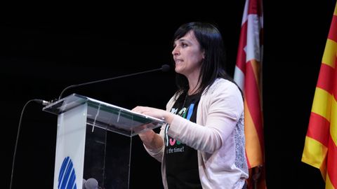 La presidenta de Alian�a Catalana, S�lvia Orriols,�en una imagen del pasado 19 de junio durante un acto en Barcelona.