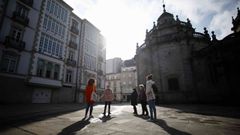 Un instante de la ruta en la Praza de Santa Mar�a