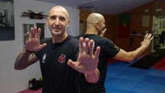 Jose Rodrguez, instructor policial en su escuela HKF de As Pontes. 