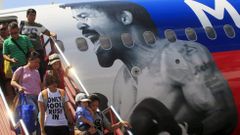 Un avi�n con la imagen de Pacquiao en Manila