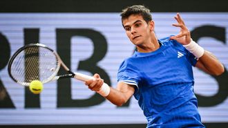 Rafa J�dar, durante el duelo ante Zverev en Roland Garros.
