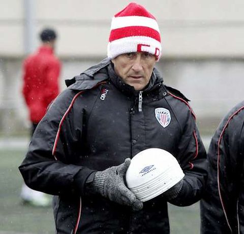 Quique Seti�n, durante un entrenamiento del Lugo.