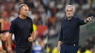 Fotos de archivo de Hansi Flick (entrenador del Barcelona) y Jose Mourinho (t�cnico del Real Madrid).