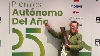 Riveiro na gala da ATA en Madrid, onde recolleu o galard�n.