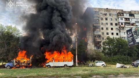 Un incendio causado por un ataque ruso Zaporiya