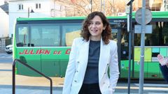 Isabel D�az Ayuso, esta ma�ana a su llegada al Consejo de Gobierno en el ayuntamiento de Galapagar