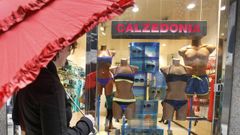 Escaparate de una tienda con trajes de bao en Vilagarca