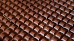 Tableta de chocolate, en foto de archivo