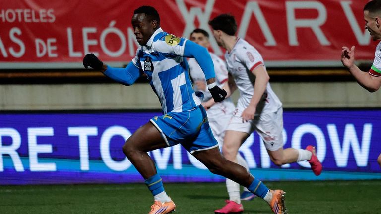 Bil Nsongo, en un partido con el Deportivo esta temporada