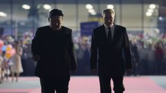 Vladimir Putin y Kim Jong Un durante el encuentro entre ambos mandatarios en el mes de junio