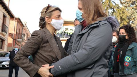 Yolanda Daz arrop hoy en Castronuo a Pablo Fernndez, el candidato de Unidas Podemos a la Junta de Castilla y Len.