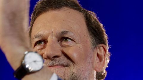 Rajoy, en un mitin sin gafas a consecuencia de la agresin que sufri en Pontevedra en diciembre del 2015