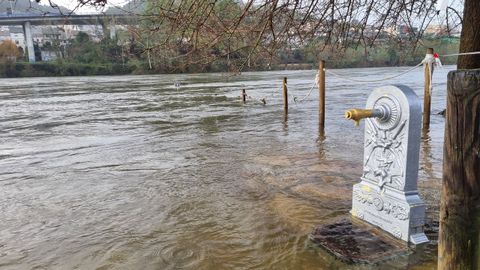 Zona termal de Ourense inundada por la crecida del r�o Mi�o.
