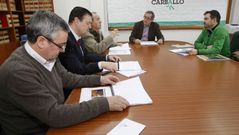 Reuni�n de portavoces, ayer en el Concello.