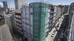 Andamio por el que subi� el joven que muri� al caer de un sexto piso en A Coru�a
