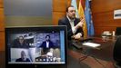 El presidente del Principado, Adri�n Barb�n, preside por videoconferencia la reuni�n de la mesa de concertaci�n social con representantes de UGT, CCOO y de la Federaci�n Asturiana de Empresarios (Fade)