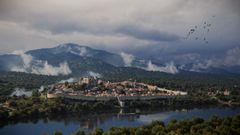 Recreacin de la imagen de Tui en el ao 1225, cuando se consagr su catedral.