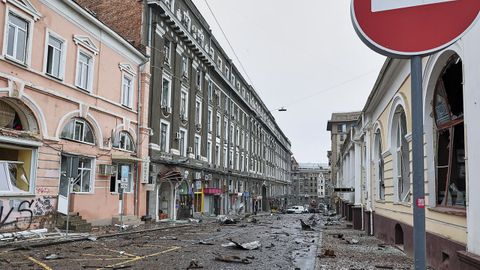Destrozos en la ciudad de Kharkiv