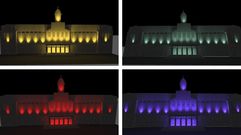 Recreaciones del Ayuntamiento de Ferrol con iluminaci�n en distintos colores incluidas en el proyecto encargado por la Deputaci�n da Coru�a.