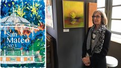 A la izquierda, el cartel de San Mateo 2023. A la derecha, Ana del Puente en una de sus exposiciones.