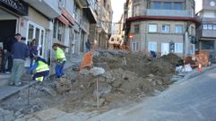 Obras en la plaza de M�ndez N��ez, en Portonovo