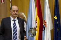 El nuevo presidente de la federacin gallega de ftbol, ayer en una comparecencia pblica. 