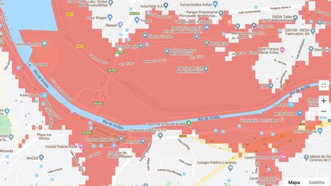 La zona industrial afectada por las inundaciones martimas que la investigacin prev en Avils en los prximos 30 aos