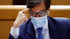 l ministro de Sanidad, Salvador Illa, durante el pleno del Senado, este martes en Madrid