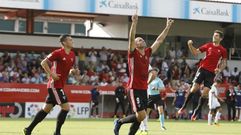 Cervero celebra un gol con el Mirands