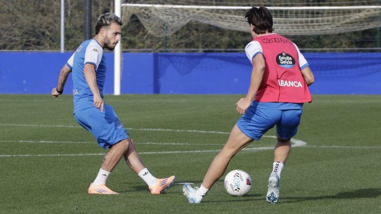 Mella, en el entrenamiento de este mircoles