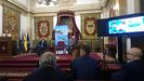 Eugenia Surez Serrano, vicerrectora de Accin Transversal y Cooperacin con la Empresa de la Universidad de Oviedo; Carlos Garca-Maurio, presidente de Compromiso Asturias XXI; y el representante del Principado de Asturias en el acto de inauguracin de la jornada por el 10 aniversario de Compromiso Asturias XXI