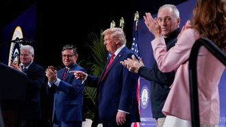 Trump, durante su reunin con los republicanos en el Congreso.