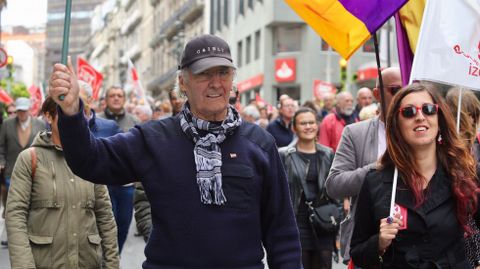 Manifestación de CC. OO. y UGT en Vigo.