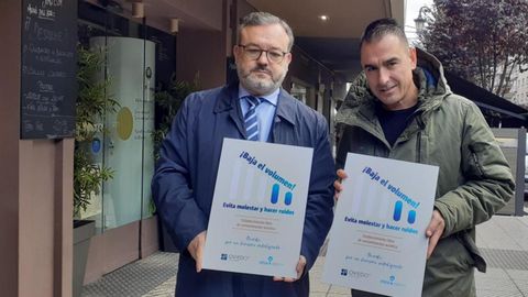 Alfredo Garc�a Quintana y David Gonz�lez Cod�n en la presentaci�n de la campa�a contra el ruido  en Oviedo
