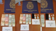La polic�a intervino al detenido dinero, un tel�fono m�vil y coca�na