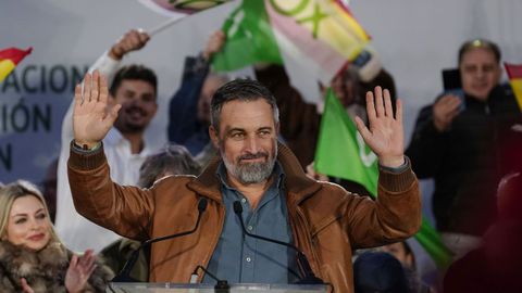 El presidente de Vox, Santiago Abascal, participa en un acto electoral de la formaci�n en Avil�s