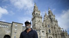 Mel Gibson hoy en el Obradoiro como un turista m�s