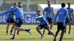 Yeremay Hern�ndez, durante un entrenamiento en Abegondo