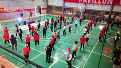 Imagen del Maratón Solidario de Zumba celebrado este jueves en el Pavillón Universitario de Pontevedra