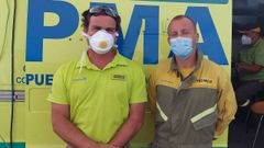Heriberto Lorenzo, coordinador de Emergencias, junto al ingeniero gallego Alejandro Lorenzo, a la derecha, en el puesto de mando