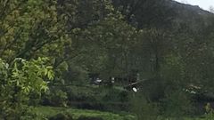 Zona de Eros, con el equipo forense y judicial al fondo