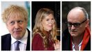 De izquierda a derecha, Boris Johnson, Carrie Symonds y Dominic Cummings en im�genes de archivo.