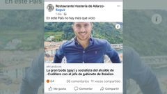 El homfobo comentario de un conocido restaurante en Santander al enlace celebrado entre el alcalde de Cudillero y Rafael Oate, su actual marido