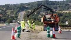 Punto, en el kil�metro 53 de la carretera N-540, justo en el desv�o a Chantada, en el que esta madrugada murieron dos j�venes en un accidente de tr�fico provocado por un jabal�