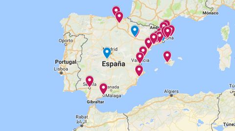 Mapa con los municipios declarados zona libre de parasos fiscales