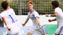 Cucaln celebrando un gol con el juvenil A del Real Madrid