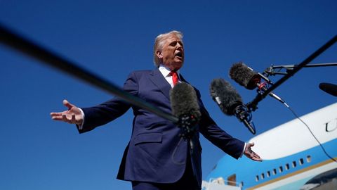 Donald Trump durante la rueda de prensa que ha ofrecido este viernes.