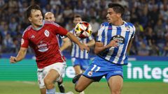 Davo, en una acción del partido ante el Celta Fortuna