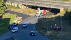 Accidente en la rotonda de la autopista de Freixeiro