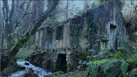 Antiguo edificio en Coristanco, junto al r�o, en estado de ruina.